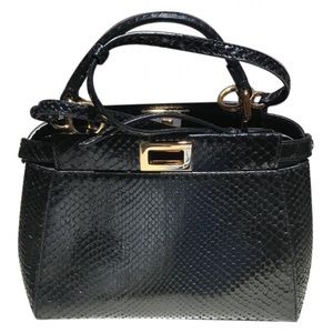 FENDI PEEKABOO MINI- BLACK EXOTIC PYTHON HANDBAG